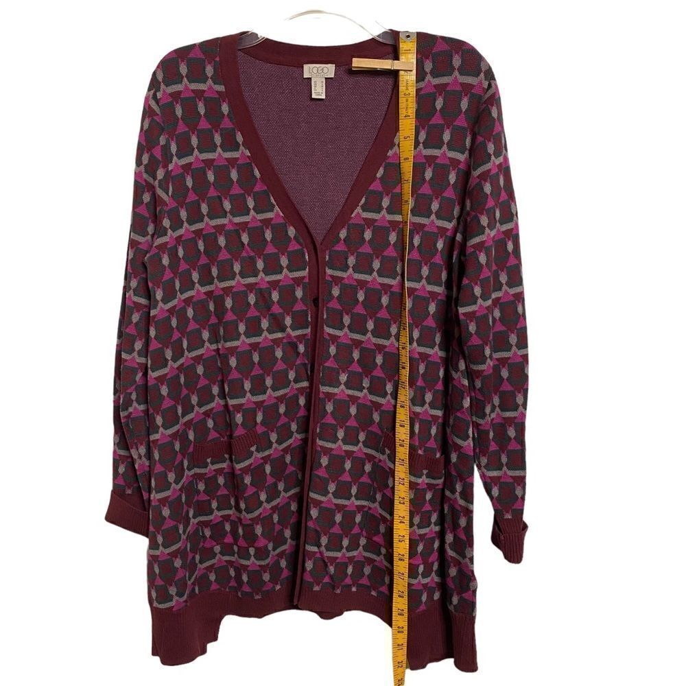 LOGO Geometric Long Cardigan Sweater - Picture 7 of 9